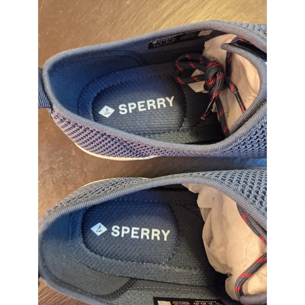 New! Sperry Men's Top Sider Seabreeze Mesh Sneakers Navy Blue Marine Sz 9.5 $100